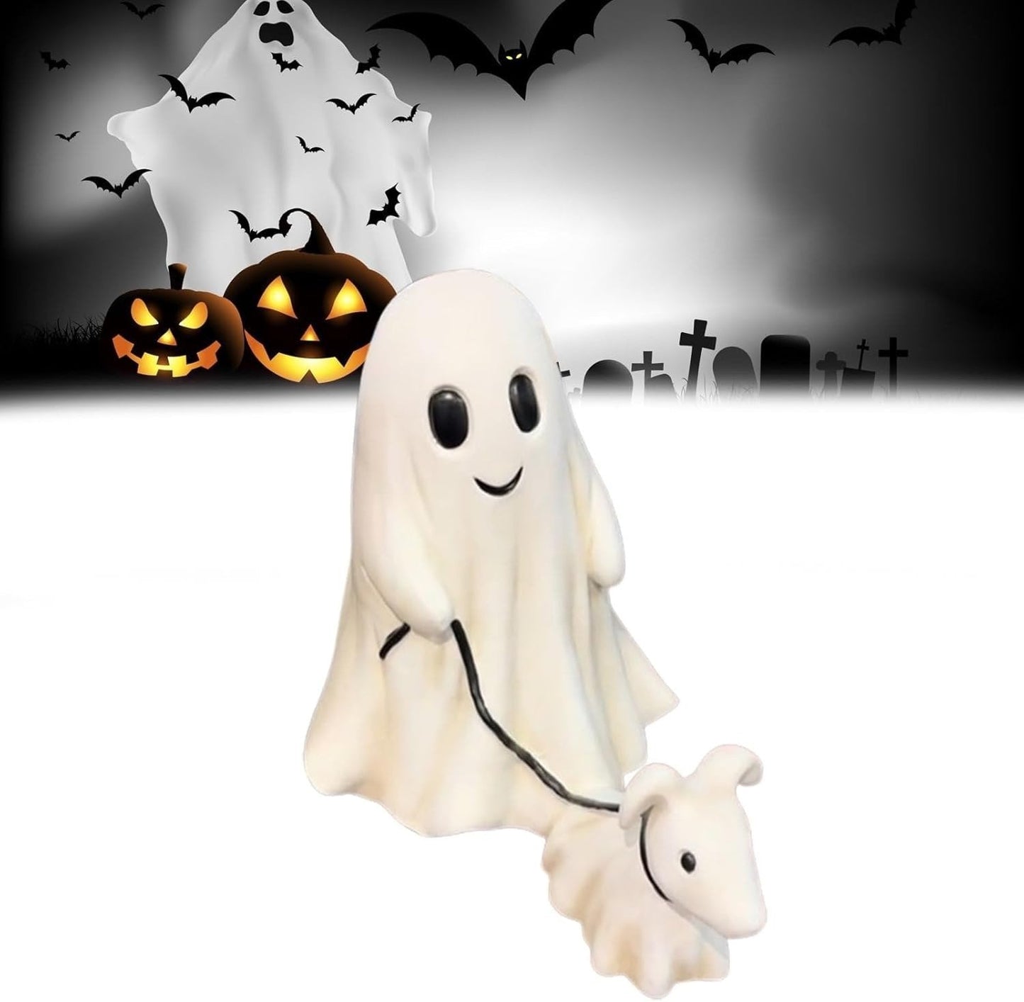 👻Halloween Ghost Walking Dog Statue
