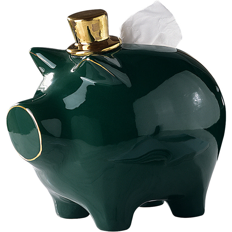 Modern Ceramic Pig Tissue Box