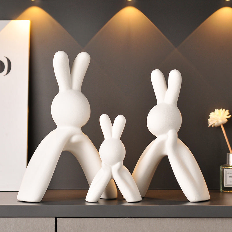 Ceramic Rabbit Family Figurines