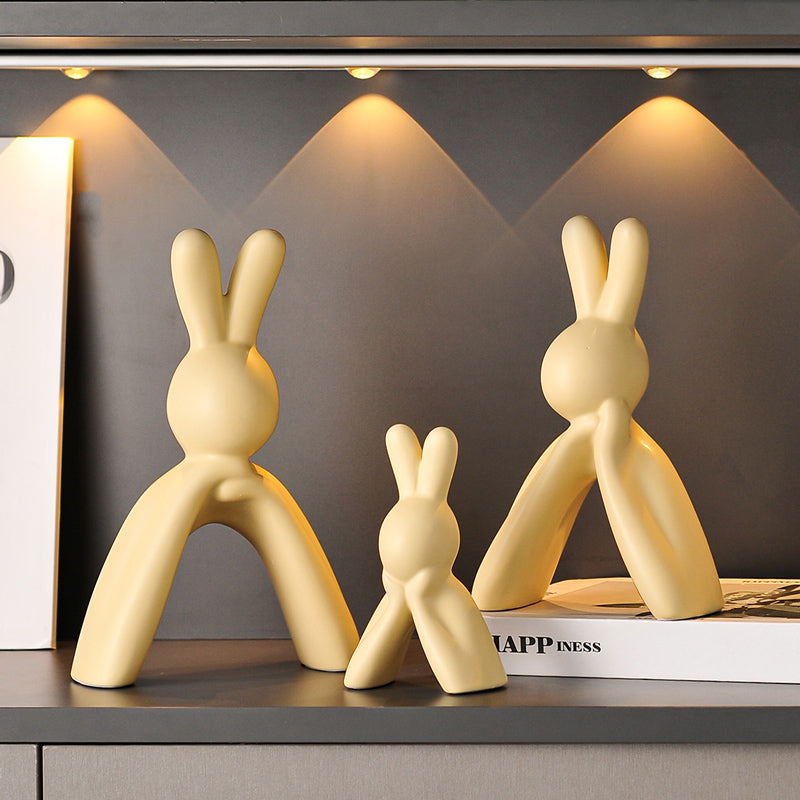 Ceramic Rabbit Family Figurines