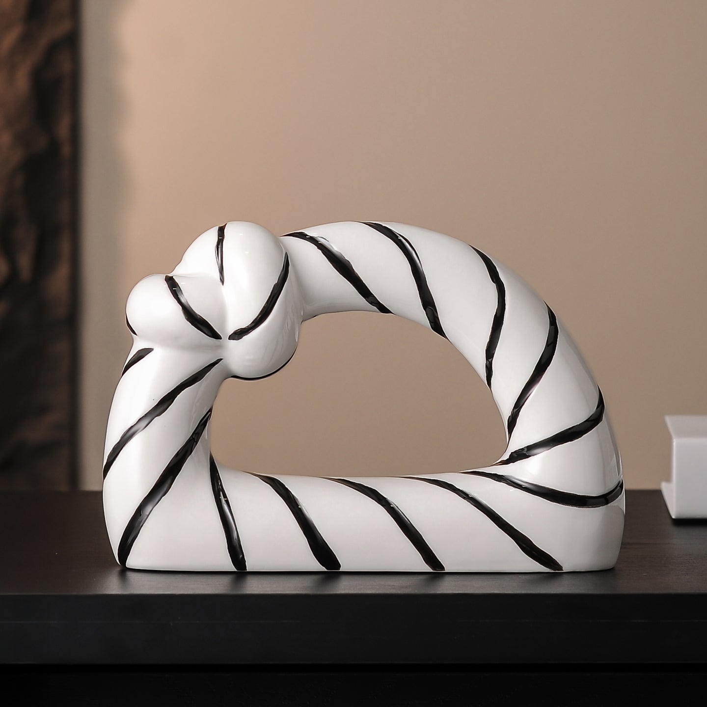 Hand-painted striped ceramic vase