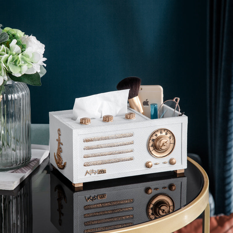 Retro style multifunctional radio tissue box