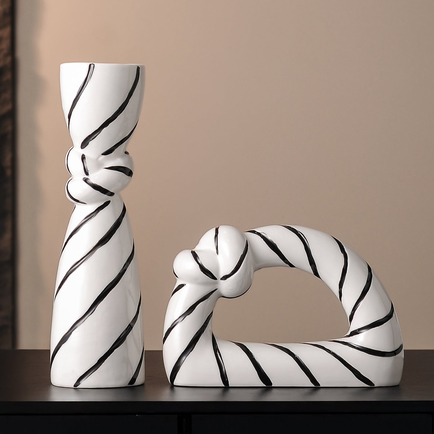 Hand-painted striped ceramic vase