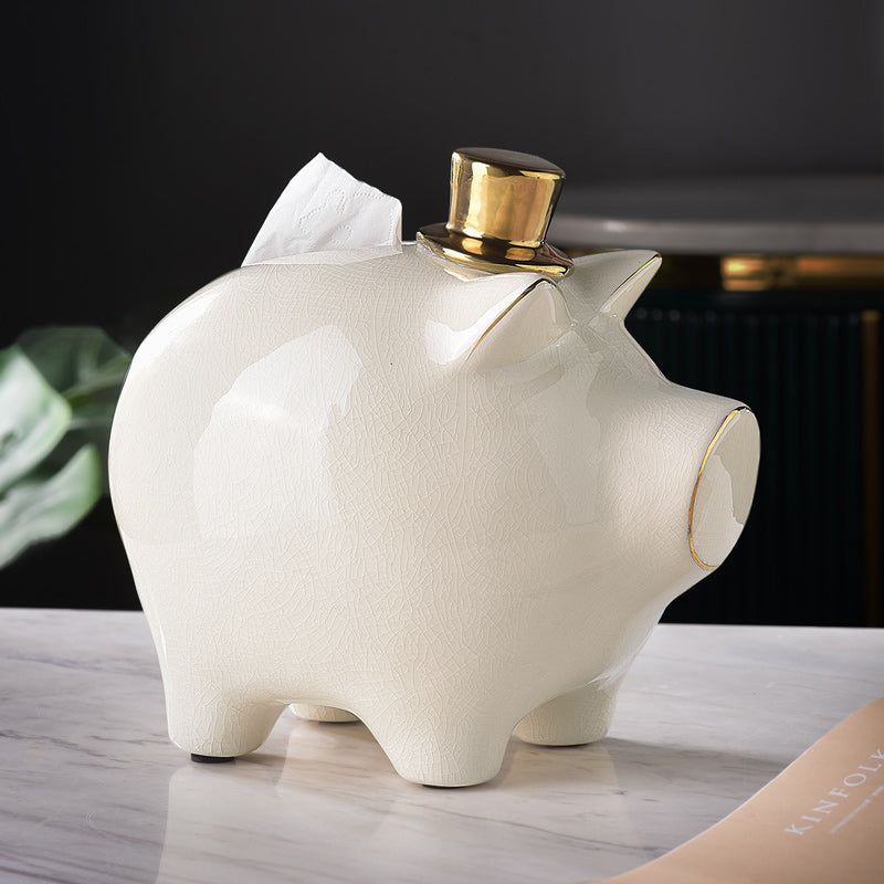 Modern Ceramic Pig Tissue Box