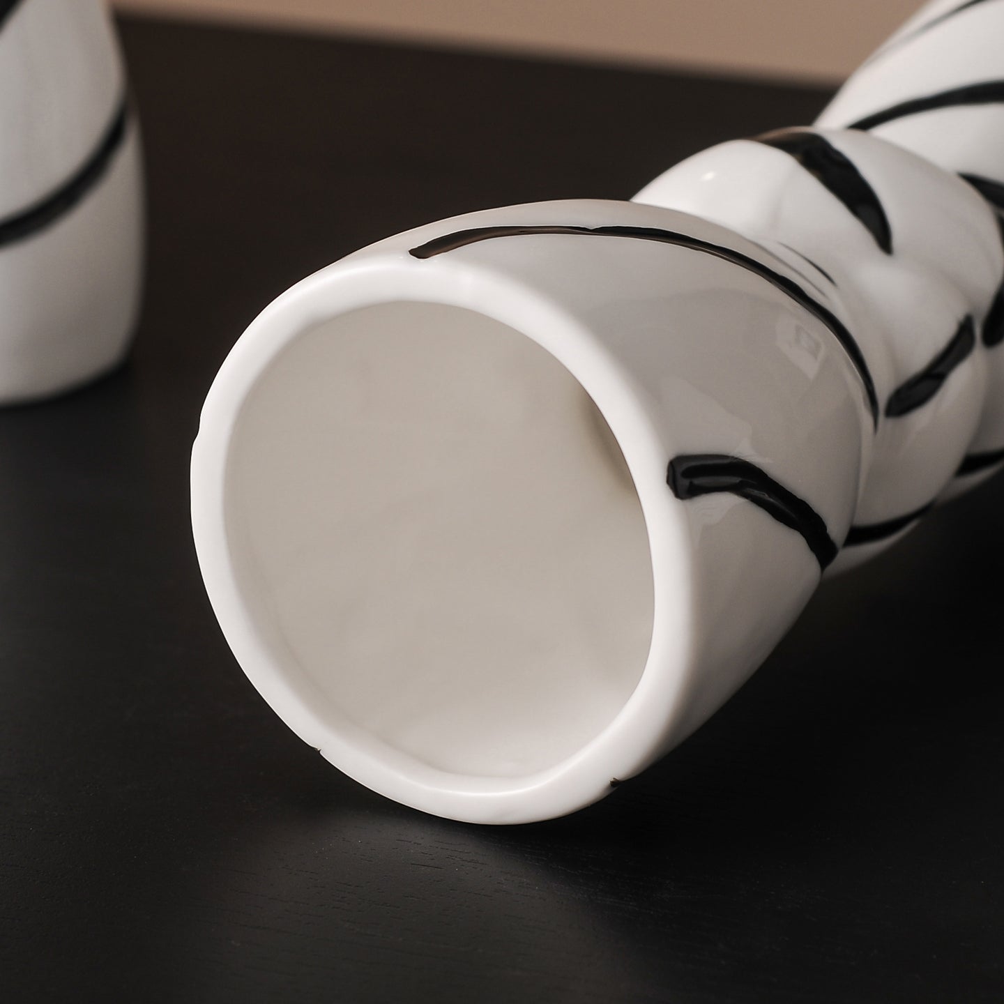 Hand-painted striped ceramic vase