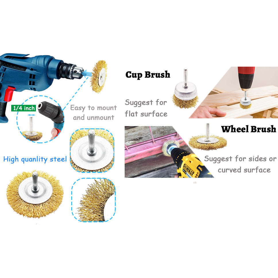 6MM Handle Steel Wire Wheel Rust Removal and Polishing Brush