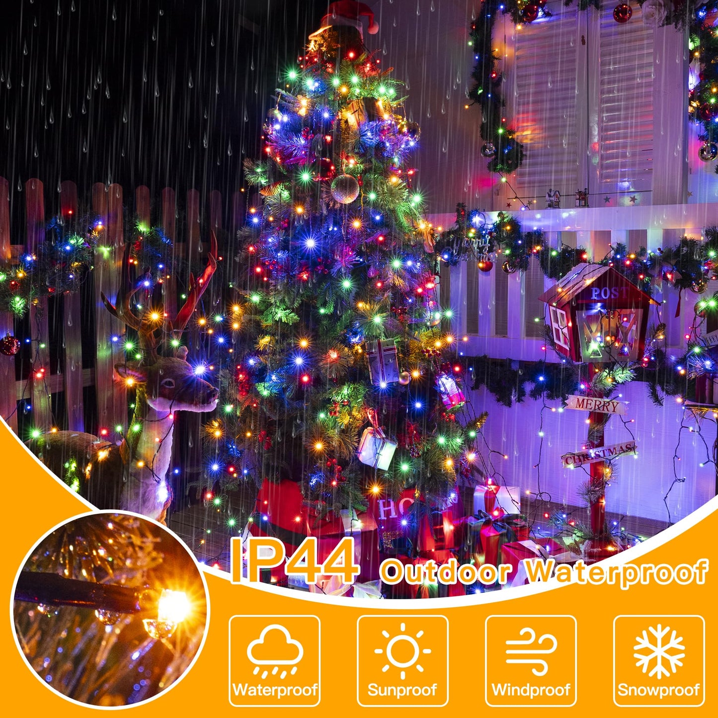 🎄🔥Waterproof Christmas Tree Waterfall Lights with Ring