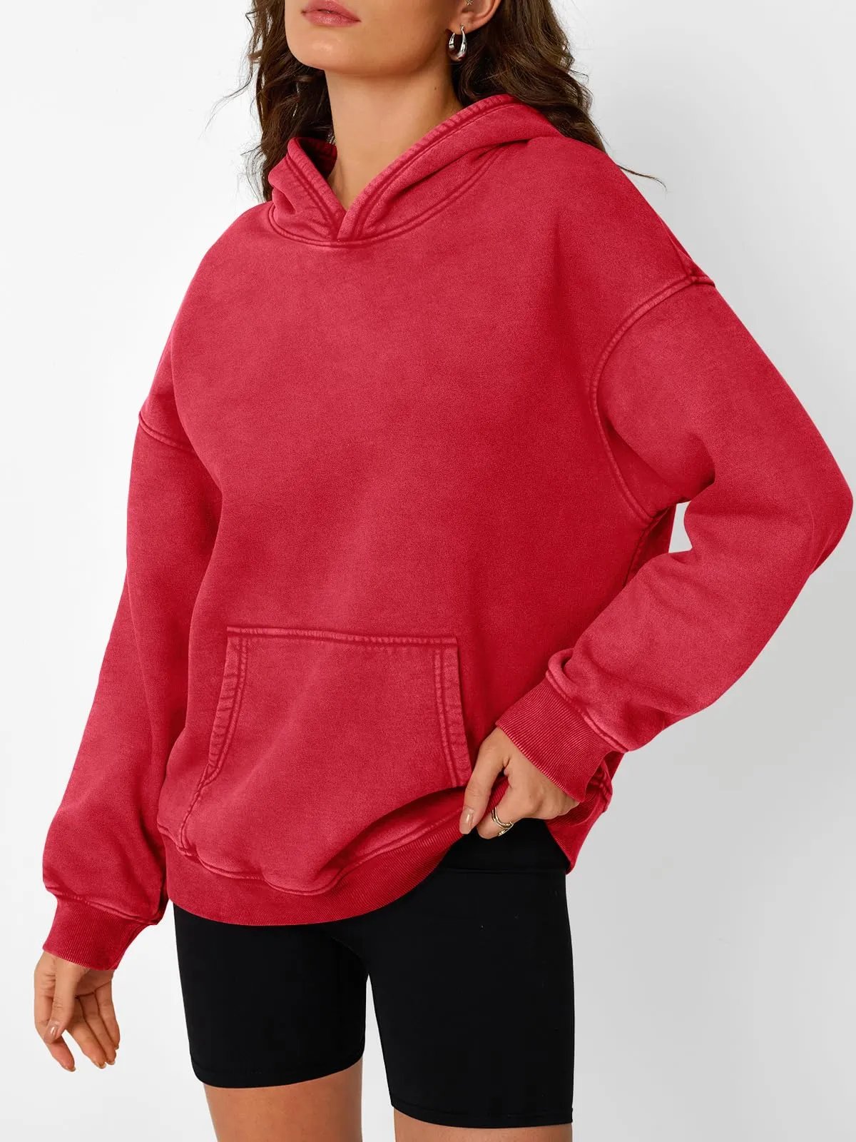 Unisex Casual Oversized Acid Wash Tops Hoodie Pullover