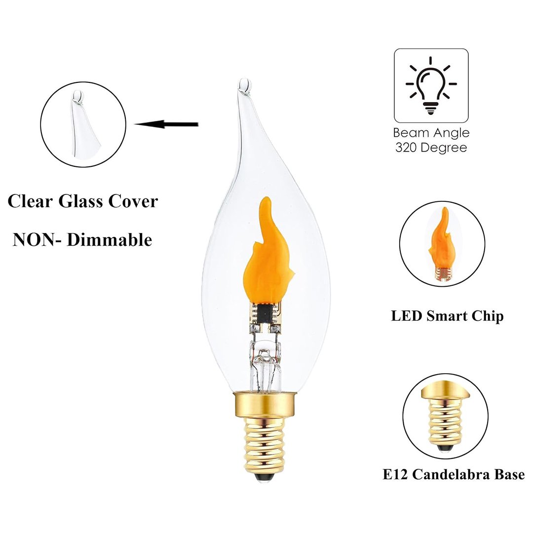 🔥E12 LED Flickering Flame Decoration Light Bulbs -Perfect Ambiance for Halloween Christmas