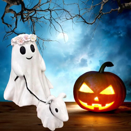 👻Halloween Ghost Walking Dog Statue