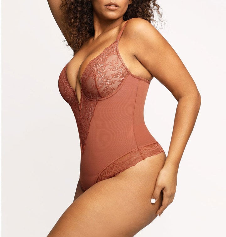 Deep-V Neck Lace Thong Bodysuit - Buy two and get free shipping!