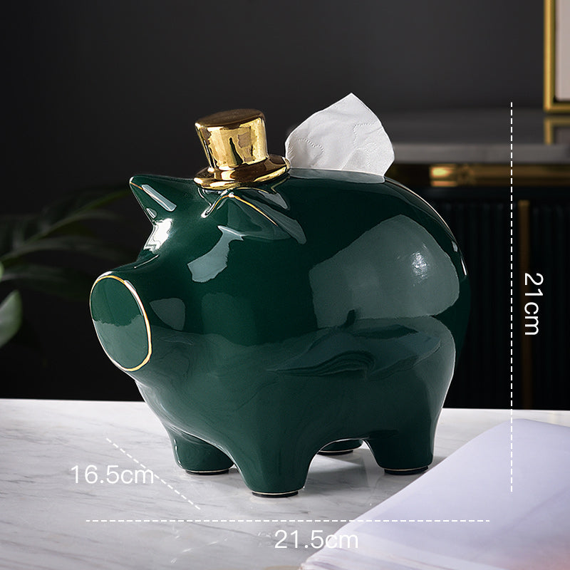 Modern Ceramic Pig Tissue Box
