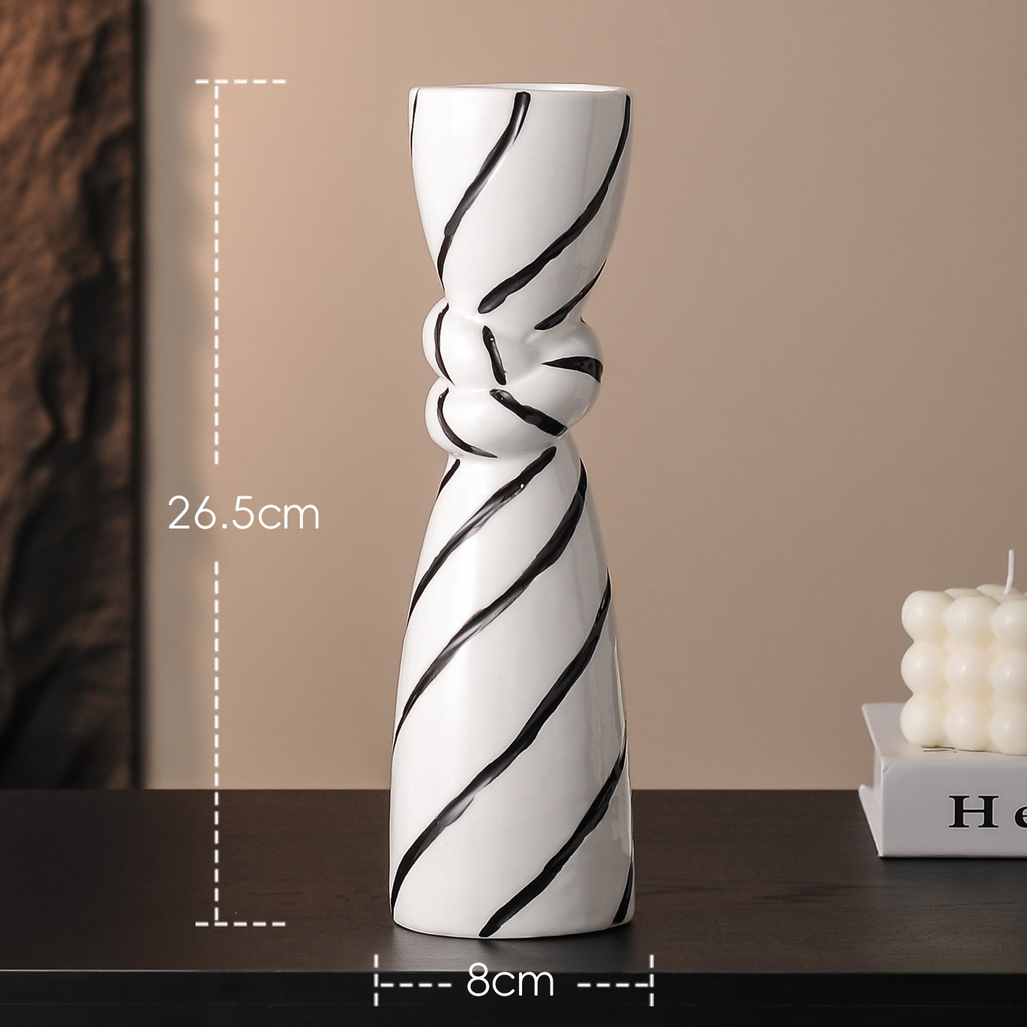 Hand-painted striped ceramic vase