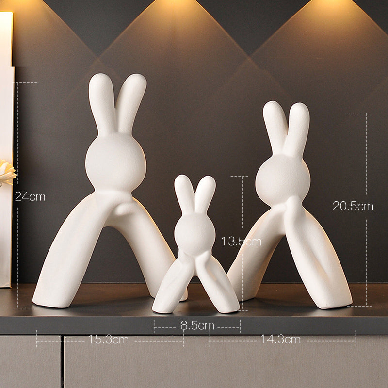 Ceramic Rabbit Family Figurines