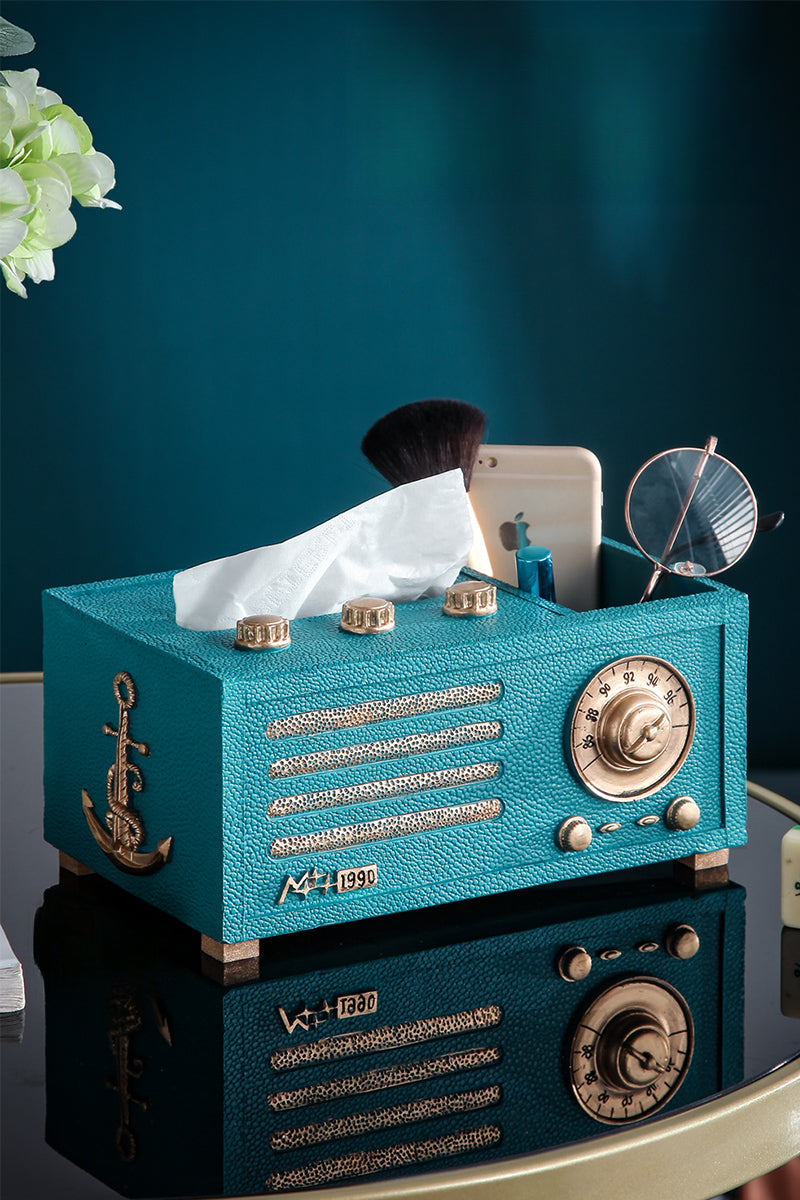 Retro style multifunctional radio tissue box