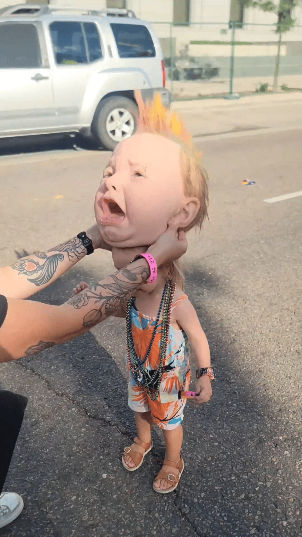 🎃Halloween Hot Sale - Crying Punk Baby Funny Latex Head Masks