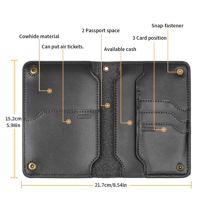 Cowhide multifunctional wallet passport bag travel ticket storage passport holder