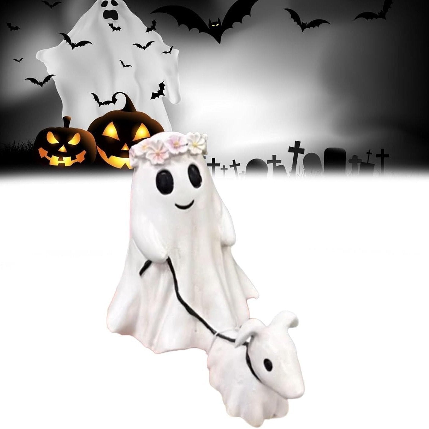👻Halloween Ghost Walking Dog Statue
