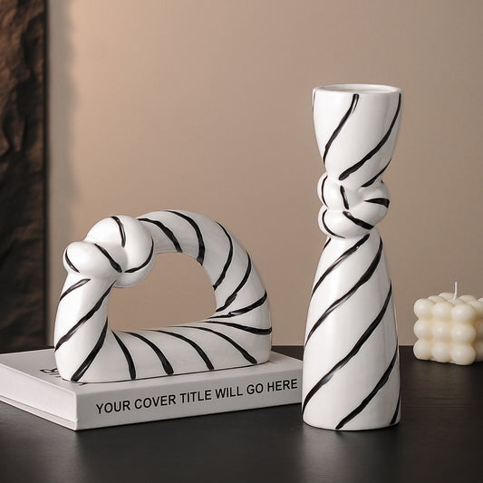 Hand-painted striped ceramic vase