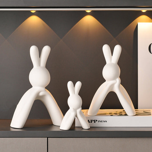 Ceramic Rabbit Family Figurines