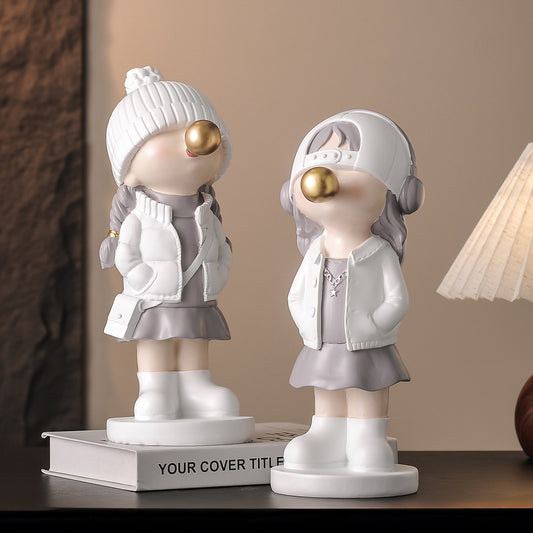 Modern Bubble-Blowing Figurine