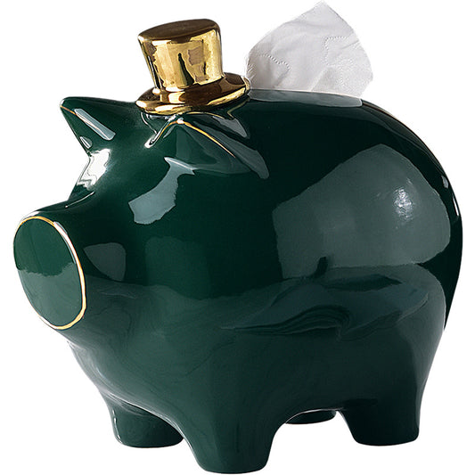 Modern Ceramic Pig Tissue Box