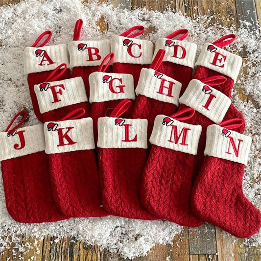 🎅Christmas Sale 49% OFF-🧦Personalized letter knitted Christmas stocking fireplace ornament
