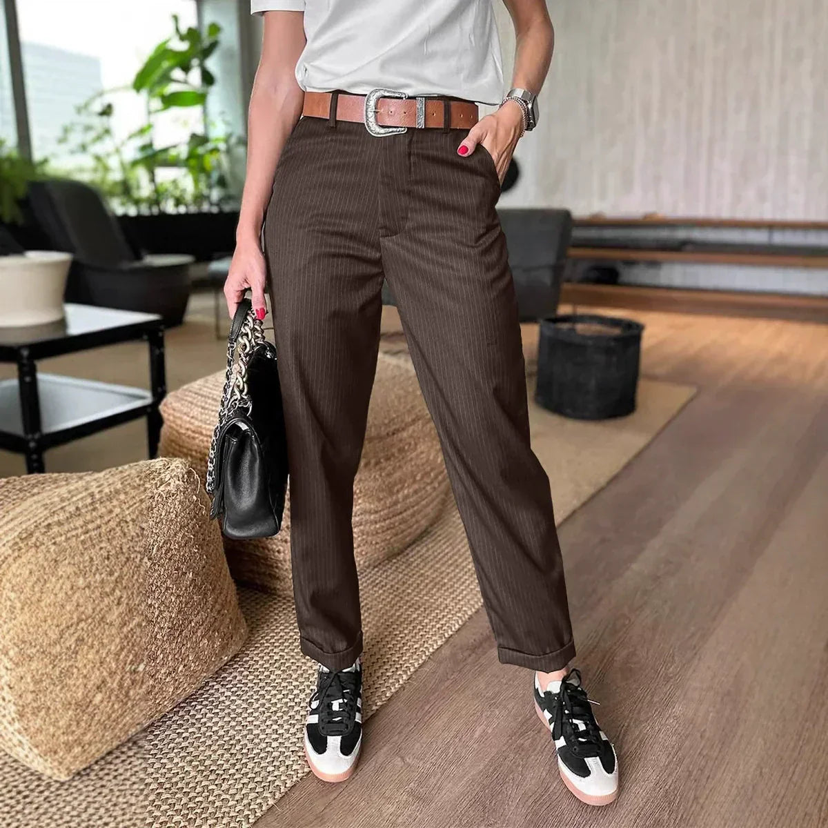 🔥Women's High Waist Casual Straight Blazer Pants🍃
