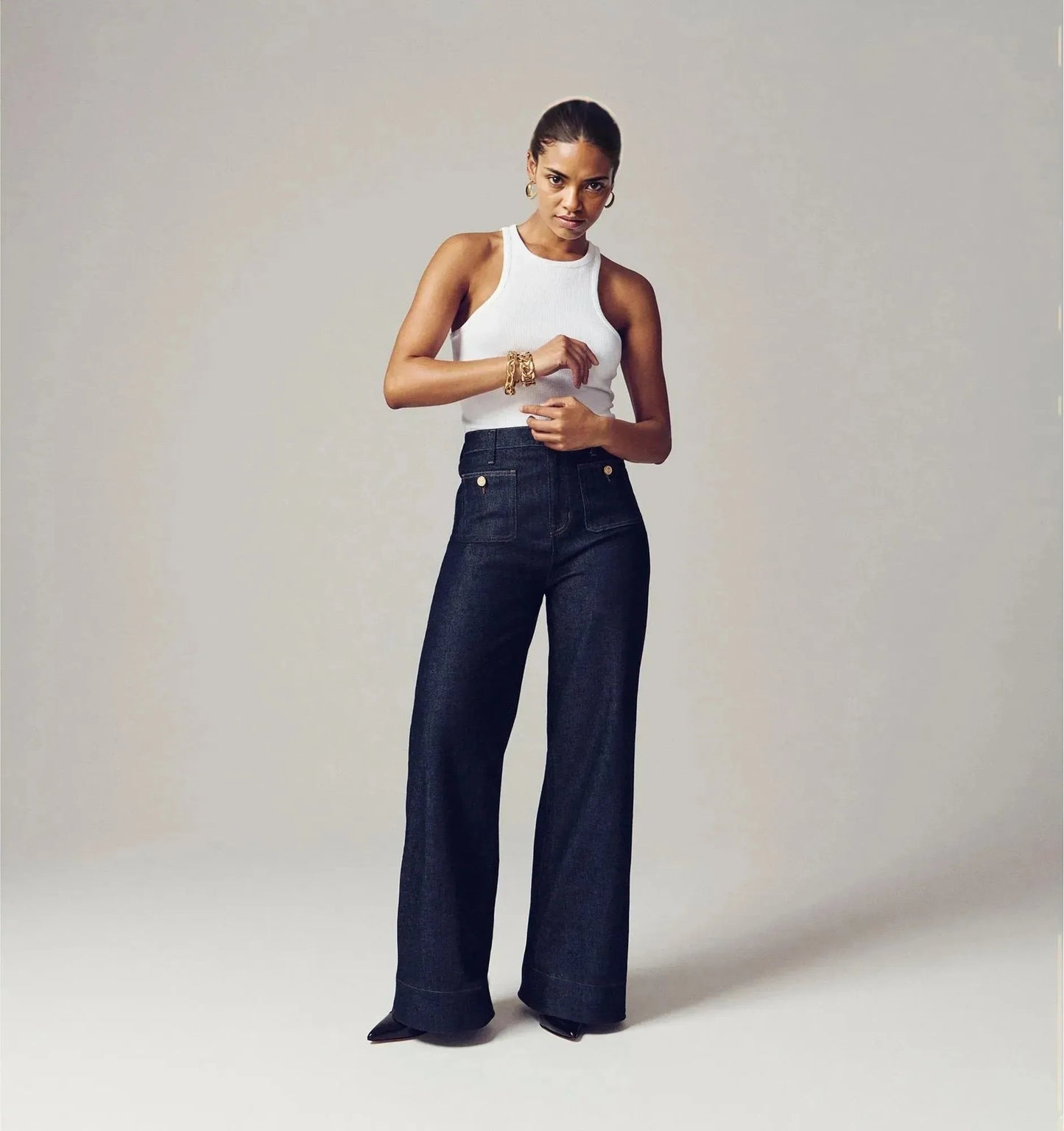 Tummy Control Sailor Wide Leg Jeans