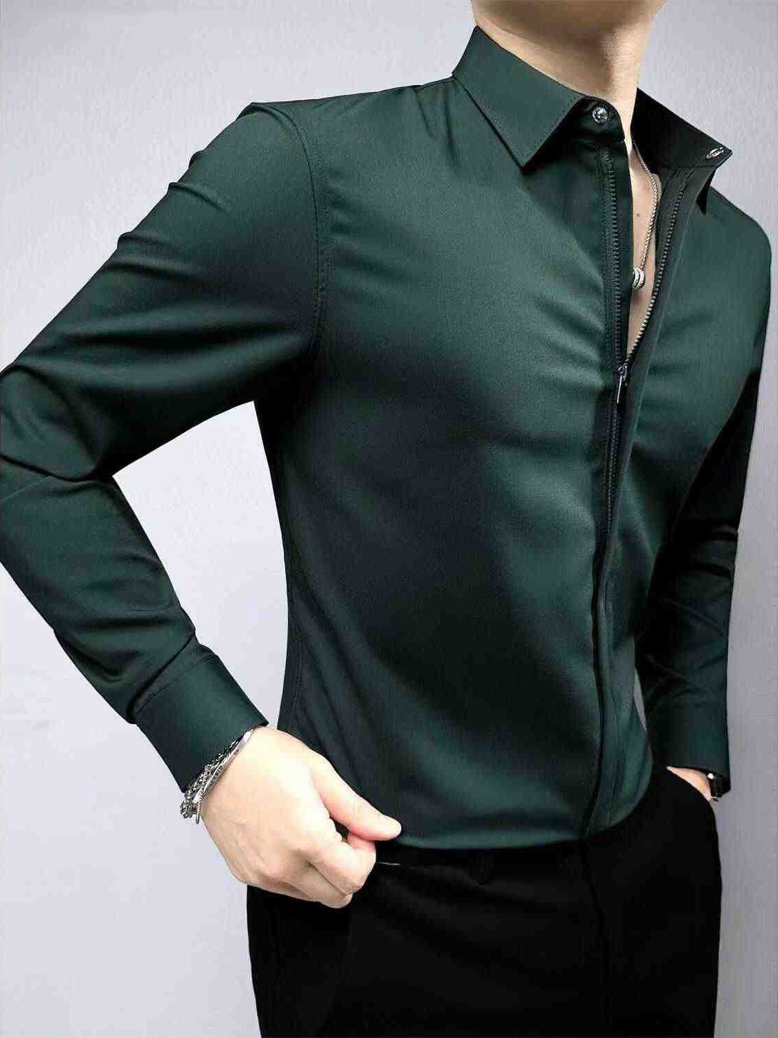Men's Zipper Long Sleeve Shirt