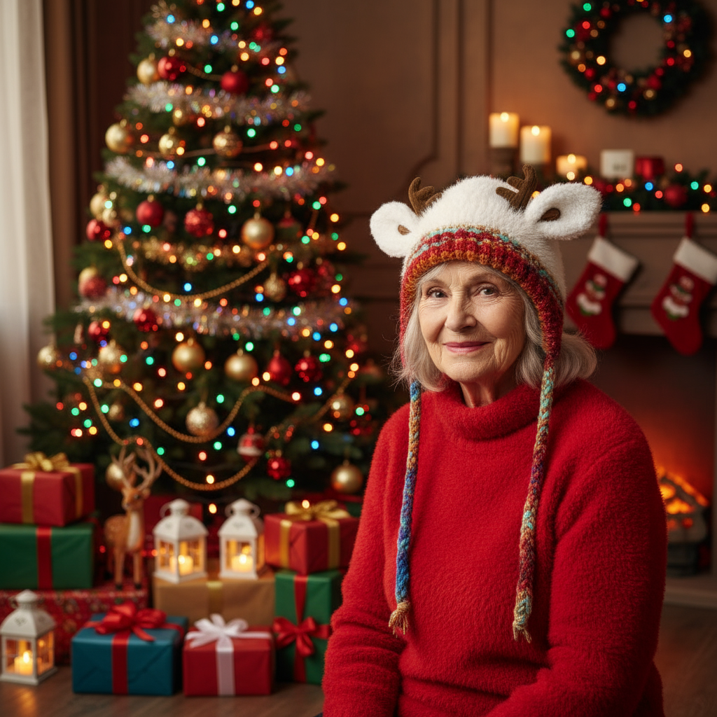 🎄🦌Handmade Knitted Christmas Antler 2-in-1 (Hat/Handbag)🧶