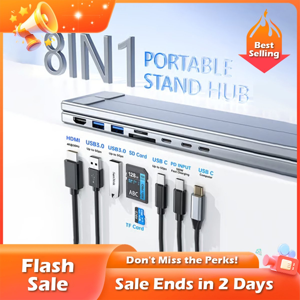 🏆Flash Sale⚡ 50K+ SOLD! Almost Gone-💥💻 8-in-1 USB-C Laptop Stand