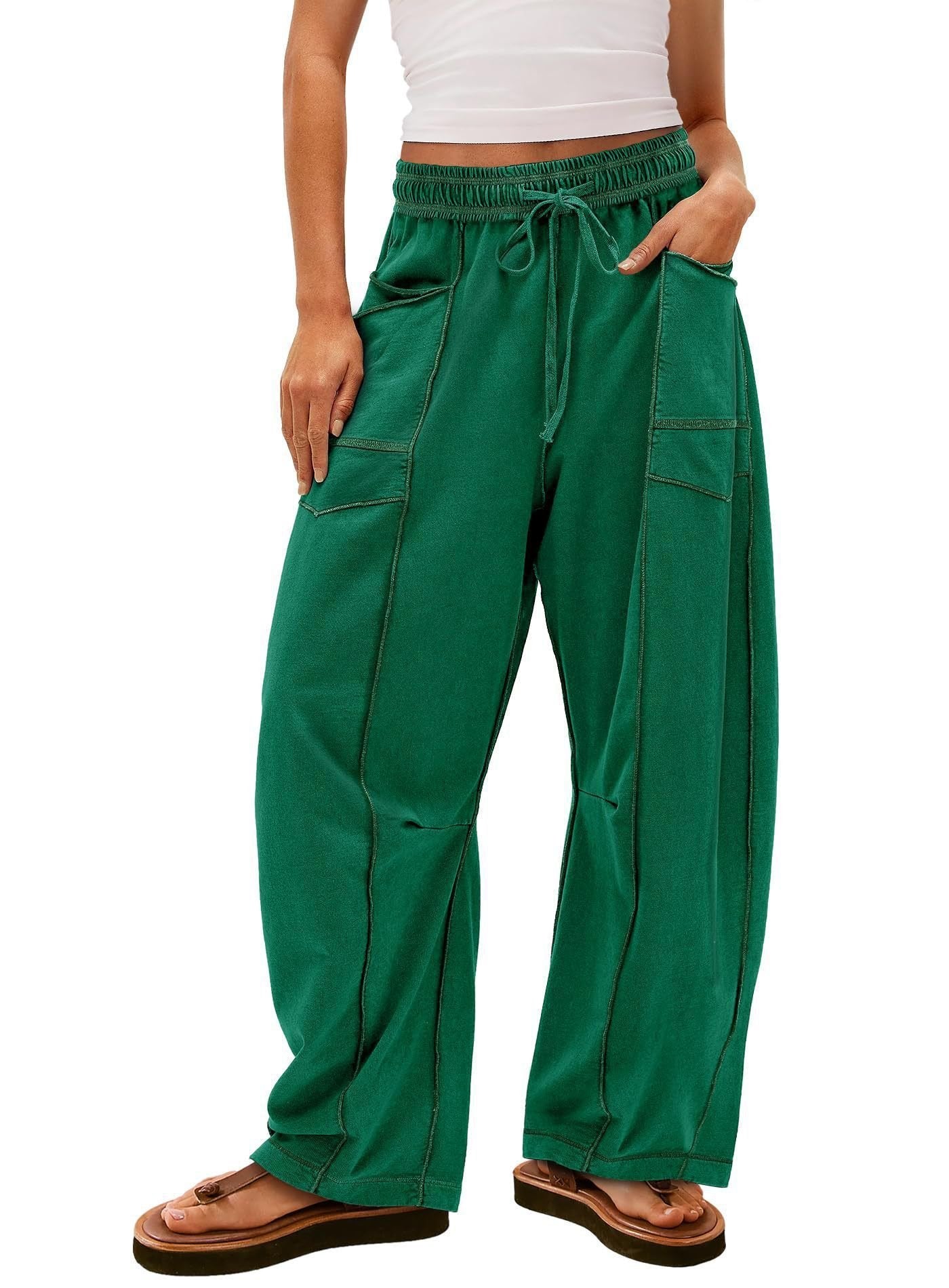 Womens Baggy Barrel Pants Wide Legs, Big Pockets, Zero Stress!