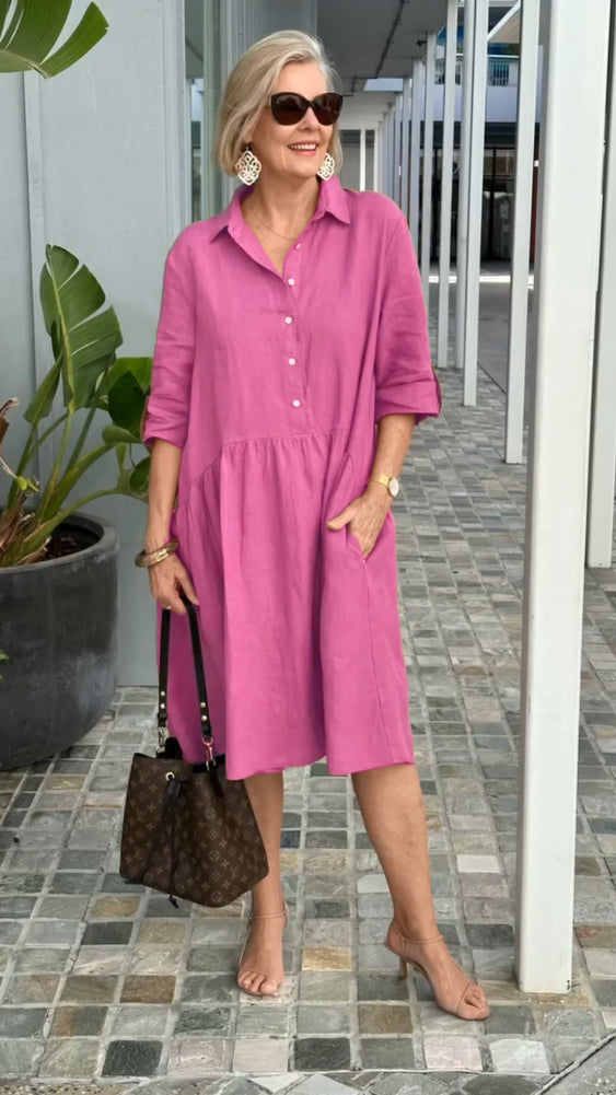 New Women's Cotton Linen Casual Dress