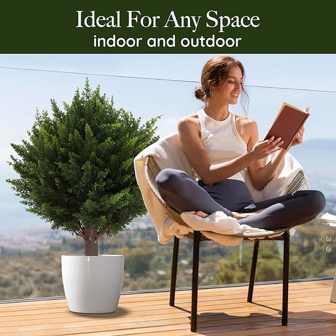 🌳UV Resistant Artificial Cedar Topiary Ball Tree