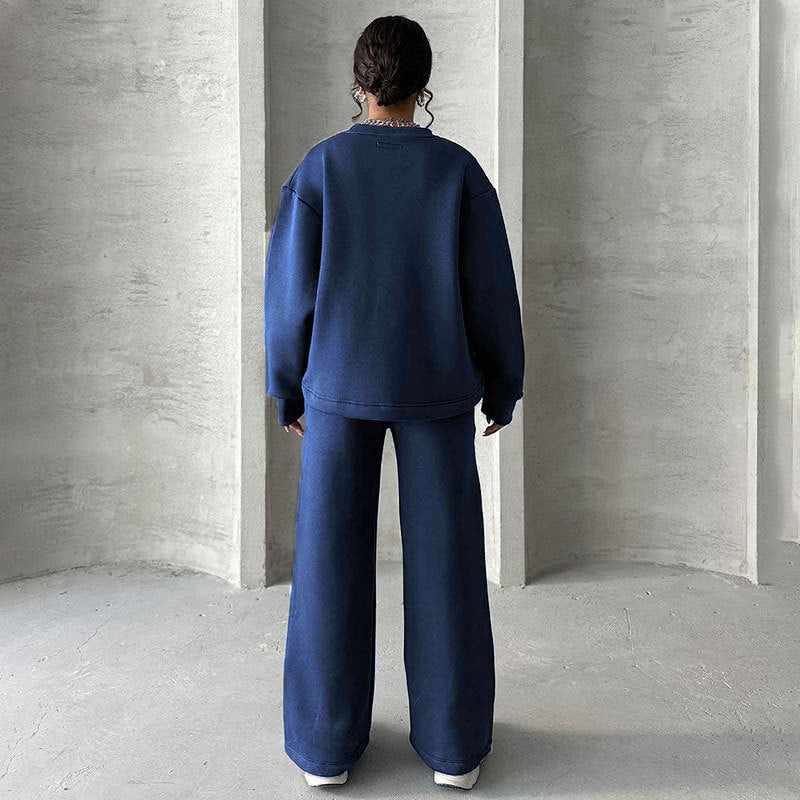 🌸 Fashion Solid Color Loose Round Neck Long Sleeve Top & Pants (2-Piece Set)