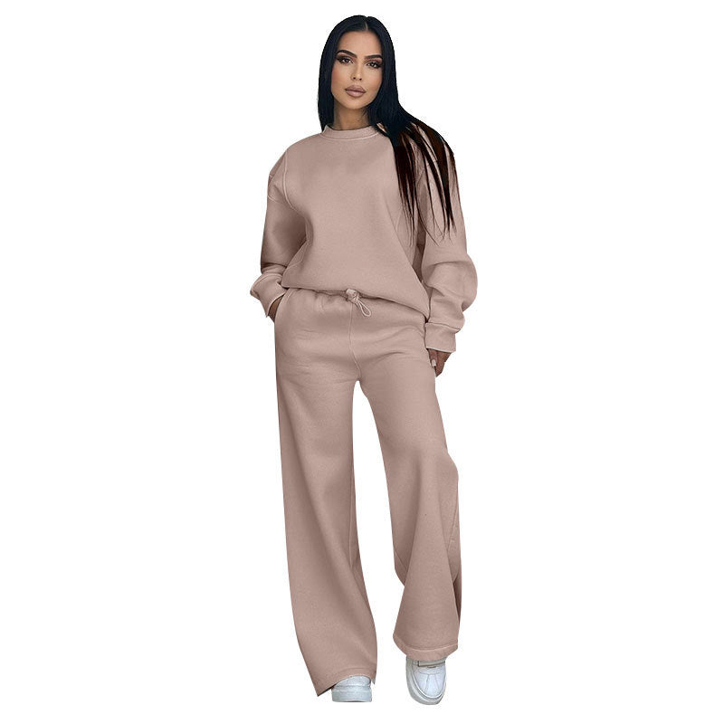 🌸 Fashion Solid Color Loose Round Neck Long Sleeve Top & Pants (2-Piece Set)